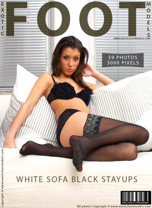 Yamit - `White Sofa Black Stay Ups` - for EXOTICFOOTMODELS Yamit - `White Sofa Black Stay Ups` - for EXOTICFOOTMODELS